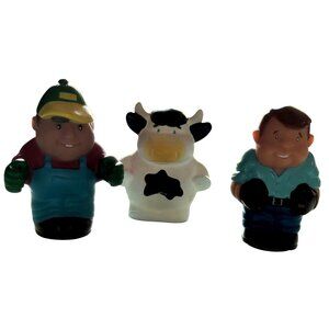 John Deere Farm Figures Set Of 3 Farmers & Cow Collectible Action Toys